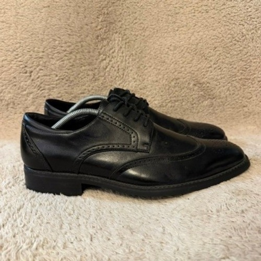 Joseph Abboud Shoes Men 11.5 Black Wingtip Oxford Brogue Lace Up Leather K1258